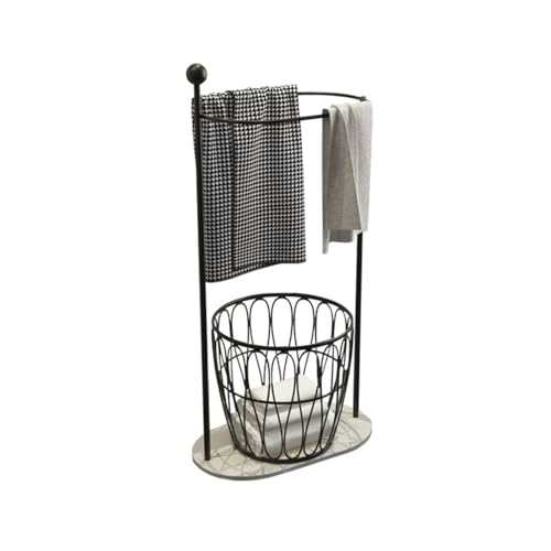 Licht Luxus Runde Handtuch Rack Stand Bad Nordic Eisen Wc Kleidung Lagerung Badetuchregal(Schwarz) von Xilin-872