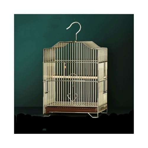 Vogelkäfig Vogelkäfig, quadratischer Metallkäfig, Papageienkäfig, Goldener einstöckiger Zierkäfig mit Haken for Papageien und Kanarienvögel von Xilin-872