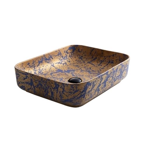 Xilin-872 Aufsatzwaschbecken Aufsatzwaschbecken for Badezimmer, 52 x 40 x 13 cm (L x B x H), rechteckige Schüssel, Retro-Waschbecken aus Keramik, über der Theke for Badezimmer Waschplätze von Xilin-872