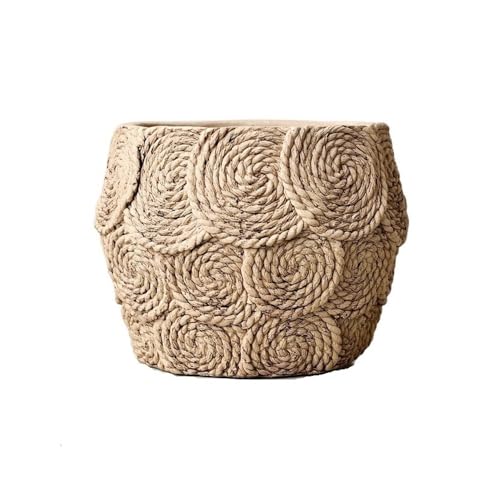 Xilin-872 Pflanztopf Kreativer Blumentopf aus gewebtem Zement mit Löchern im Retro-Stil, grüner Blumentopf for den Haushalt Blumenübertopf von Xilin-872