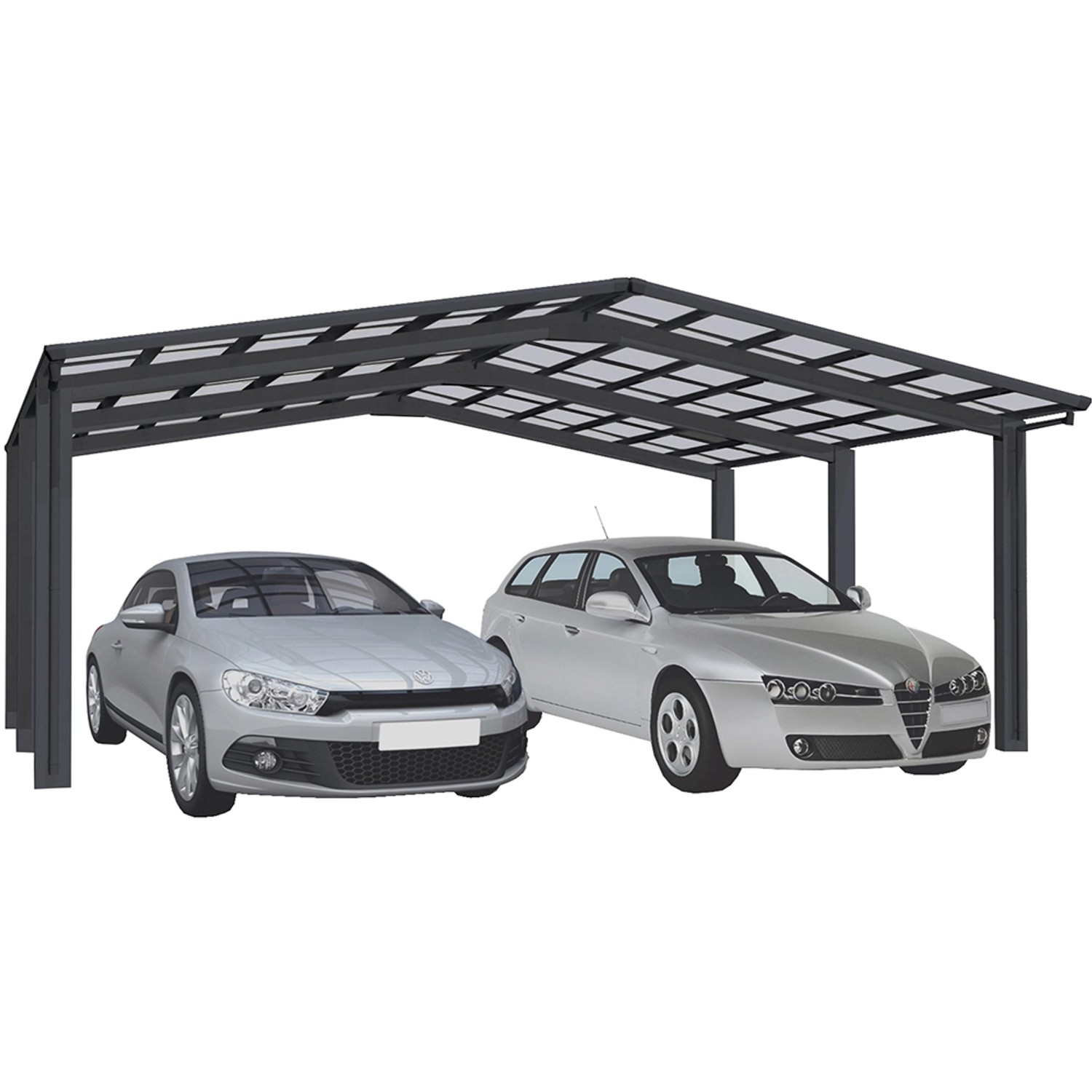 Ximax Alu Doppelcarport Linea Typ 110 Schwarz 546 x 495 cm Sonderfertigung von Ximax