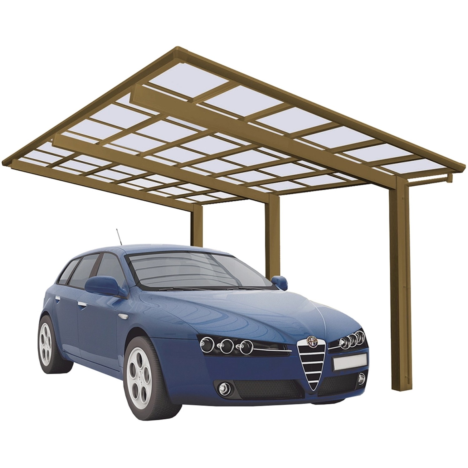 Ximax Alu Einzelcarport Linea Typ 110 Bronze XL 302 x 556 cm Sonderfertigung von Ximax