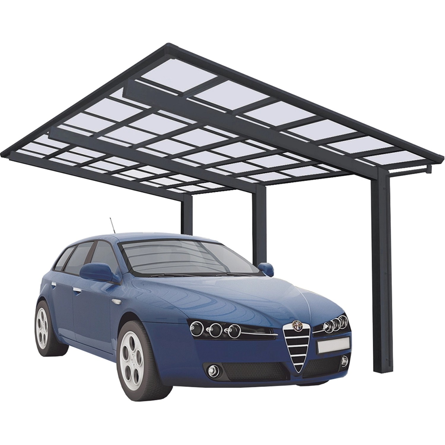 Ximax Alu Einzelcarport Linea Typ 110 Schwarz 273 x 495 cm Sonderfertigung von Ximax