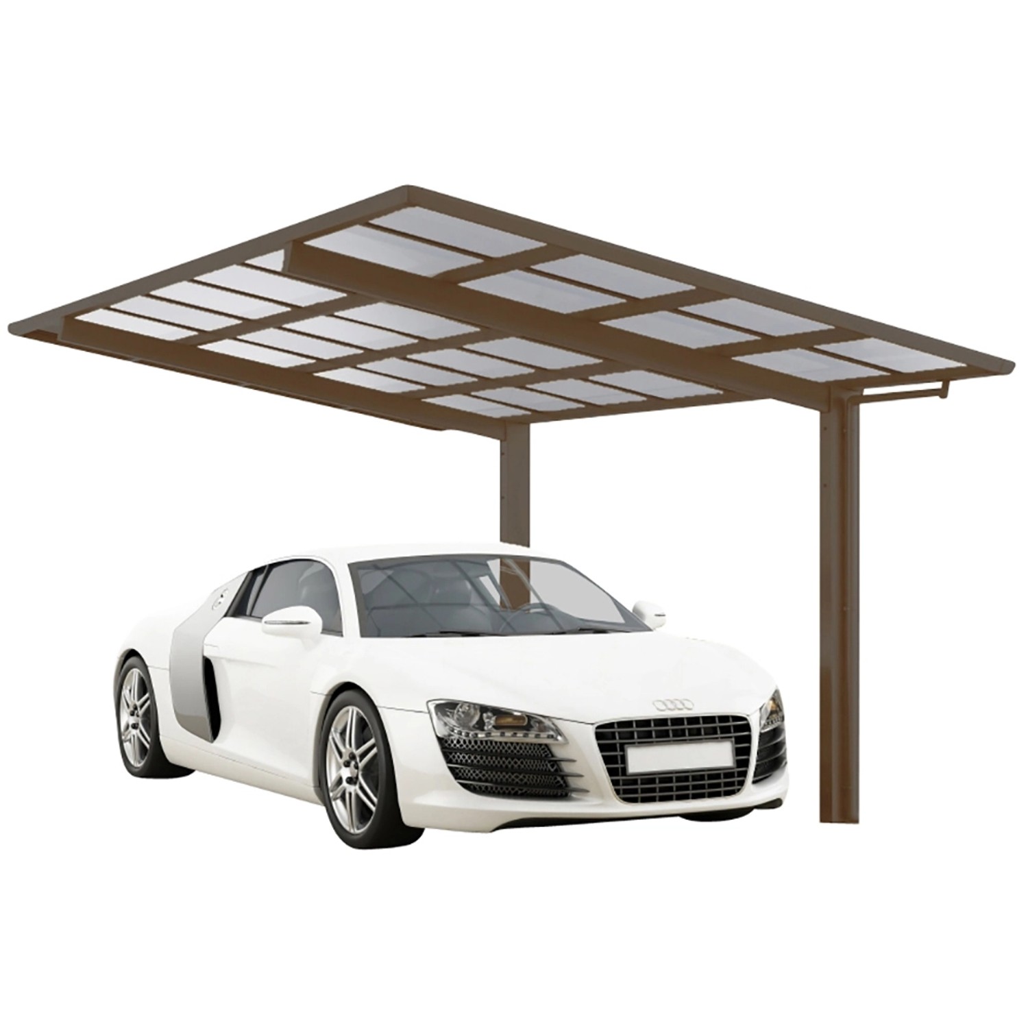 Ximax Alu Einzelcarport Linea Typ 60 Bronze XL 302 x 495 cm Sonderfertigung von Ximax