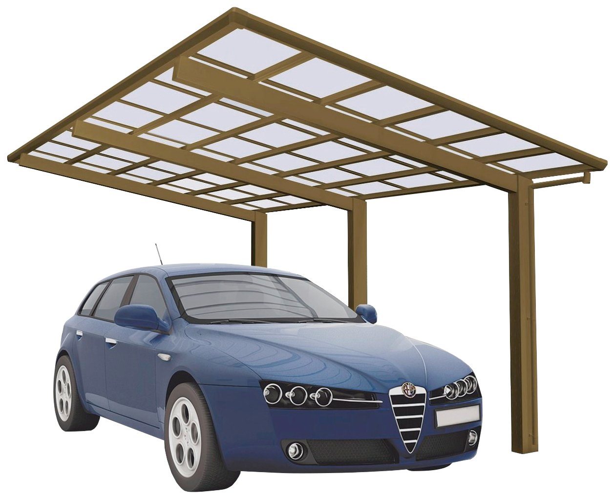 Ximax Einzelcarport Linea Typ 110 Sonderbreite XL-bronze, BxT: 302x495 cm, 240 cm Einfahrtshöhe, Aluminium von Ximax