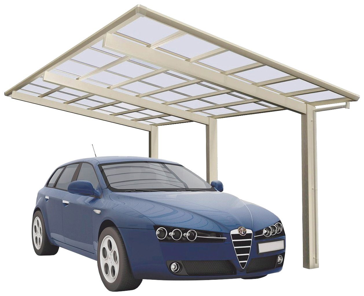 Ximax Einzelcarport Linea Typ 110 Sonderlänge-Edelstahl-Look, BxT: 273x556 cm, 240 cm Einfahrtshöhe, Aluminium von Ximax