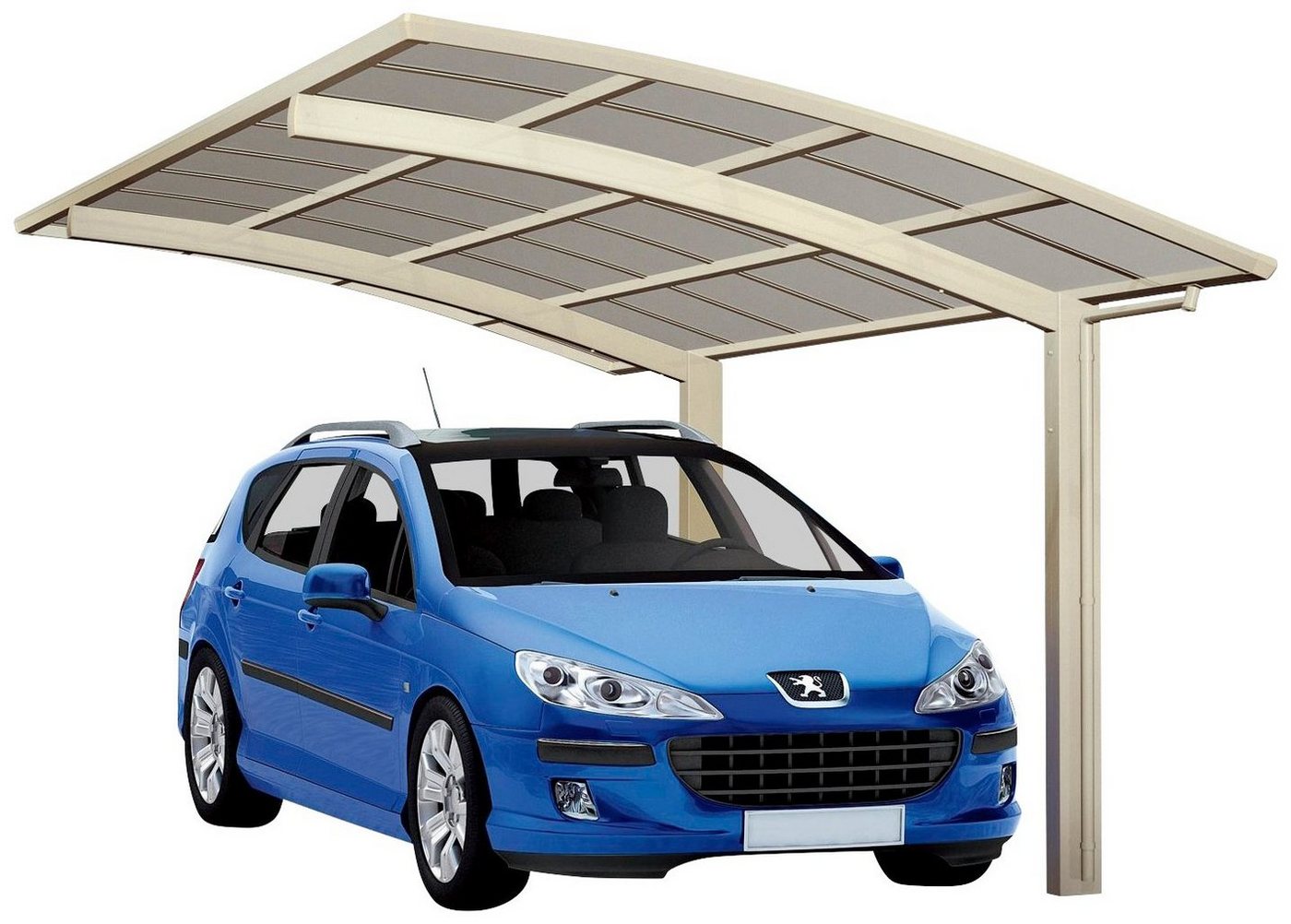 Ximax Einzelcarport Portoforte Typ 60 Sonderbreite XL-Edelstahl-Look, BxT: 301x495 cm, 240 cm Einfahrtshöhe, Aluminium von Ximax