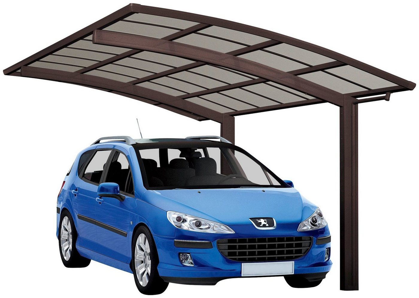 Ximax Einzelcarport Portoforte Typ 80 Sonderlänge/Breite XL-mattbraun, BxT: 301x556 cm, 240 cm Einfahrtshöhe, Aluminium von Ximax