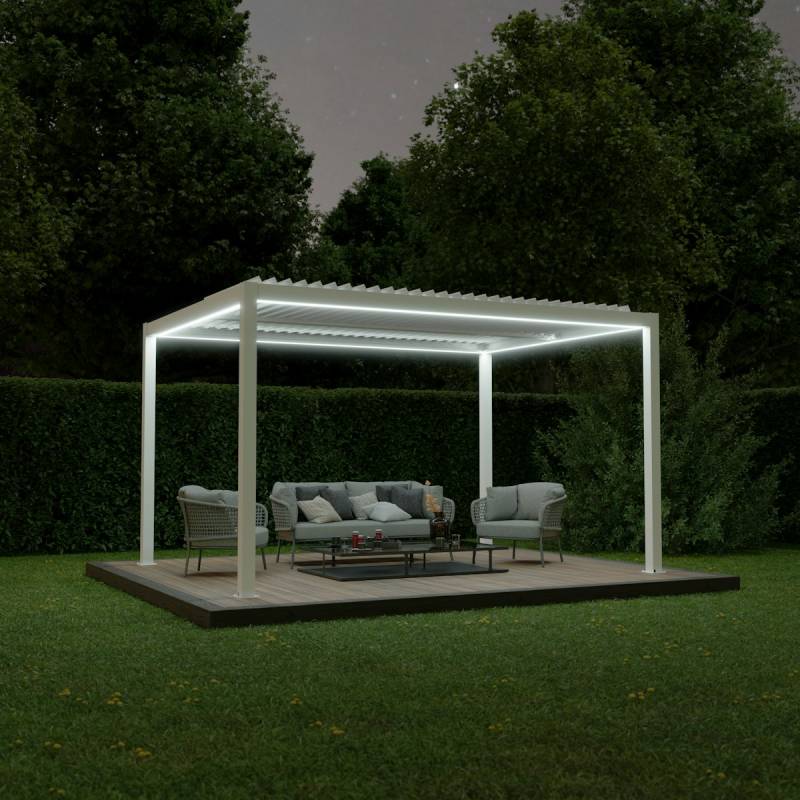 Ximax Lamellendach Pergola Shade freistehend 3x4 m Inkl. Farbbeleuchtung Weiß Manuell von Ximax