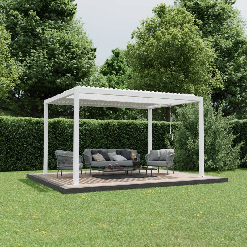Ximax Pergola Shade Aluminium 300 cm x 400 cm Weiß inkl. Beleuchtung von Ximax