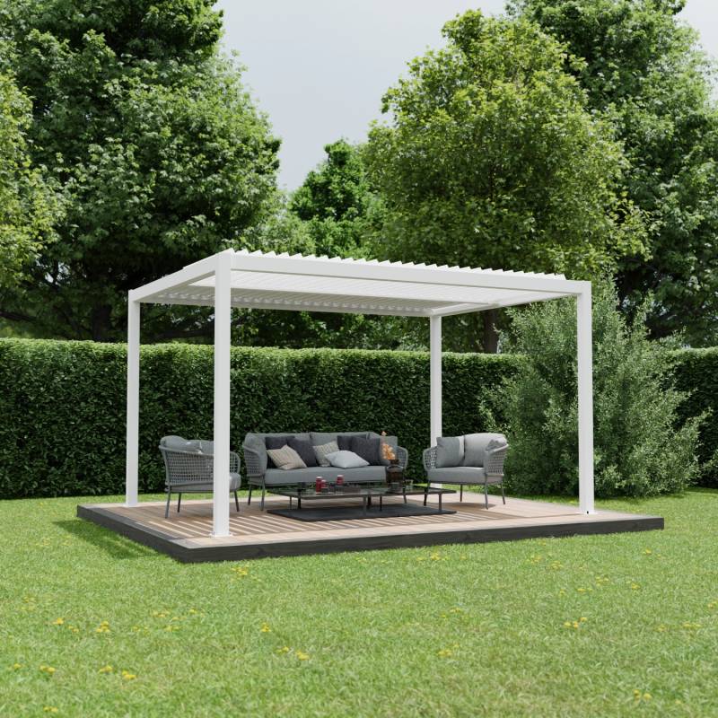 Ximax Pergola Shade Aluminium Elektrisch 300 cm x 400 cm Weiß mit Beleuchtung von Ximax
