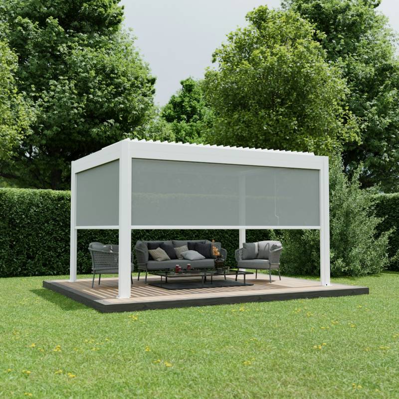 Ximax Seitenmarkise für Lamellendach Pergola Shade 400 cm weiß / hellgrau Elektrisch von Ximax