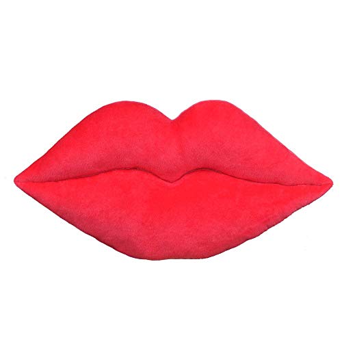 Handgefertigtes 3D-Kissen, sexy Lippenform, dekoratives Kissen, weicher Baumwollsamt, für Zuhause, Bett, Wohnzimmer, Sofa, Auto, Bürostuhl, Dekokissen mit Füllstoff rot von Ximger