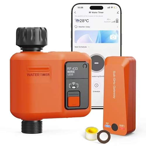 XinFuture Smart WLAN Bewässerungscomputer 1 Ausgänge mit 300 Meter RF,WiFi Super-Abdeckung,Bewässerungssystem Garten mit Regenverzögerung, App & Sprachsteuerung,Wasser Zeitschaltuhr Automatischem von XinFuture