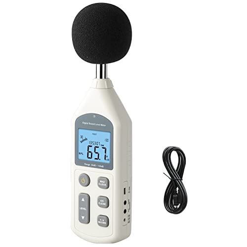 Dezibel Messgerät, Schallpegelmessgerät mit Display Hintergrundbeleuchtung, USB-verfügbares db Messgerät 30 bis 130 dB, EC651 & ANSI S1.4 A/C-gewichteter Schallmesser, Lärmmesser mit Aufzeichnungen von XinJiaYi