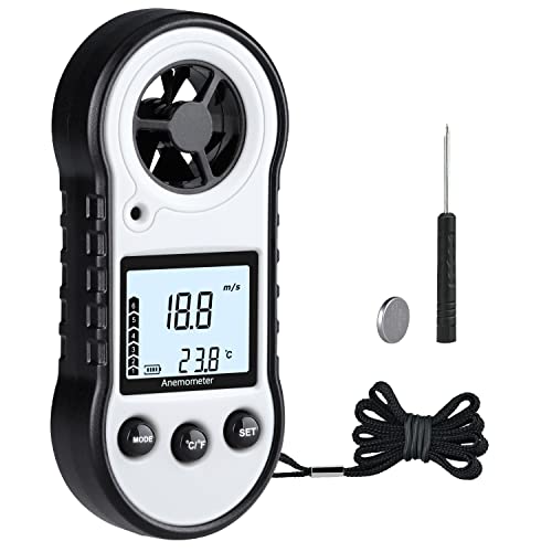 Digitaler Windmesser, Luftdurchflussmesser mit Windtemperaturwerkzeug -10 ° C ~ 45 ° C,Anemometer zur Messung der Luftstromgeschwindigkeit, Windmesser zum Segeln / Surfen / Angeln / Drachen - Grau von XinJiaYi