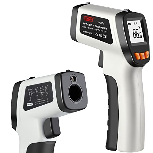 Infrarot Thermometer (-50 °C bis 550 °C), XinJiaYi Laser Temperaturpistole für Pizzaofen, berührungslose Laser Thermometerpistole für Kochen/BBQ/Grill/HVAC, Oberflächenthermometer, Gray von XinJiaYi