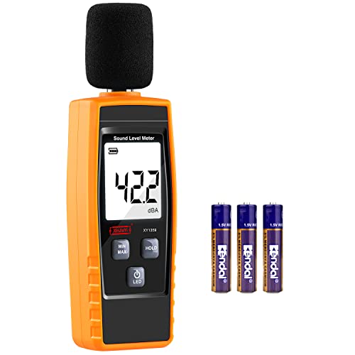 XinJiaYi Dezibel Messgerät, Tragbares db Messgerät (Schallpegelmessgerät), digitales Geräuschmessgerät, Bereich 30-130 dB(A) dB-Messgerät, Geräuschpegel-Soundmonitortester Gelb von XinJiaYi