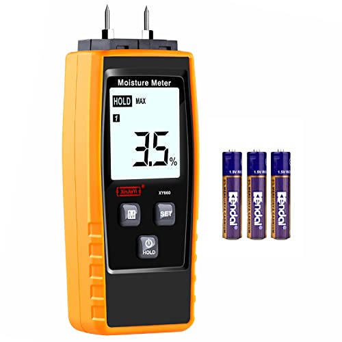 XinJiaYi Digitaler Holzfeuchtemessgerät, 8-in-1 Feuchtigkeitsmessgerät Wand, Holzfeuchtemesser für Brennholz/Holz/Trockenbau/Holz/Putz/Boden – Wasserlecksensor-Detektor & Feuchtigkeitstester Gelb von XinJiaYi