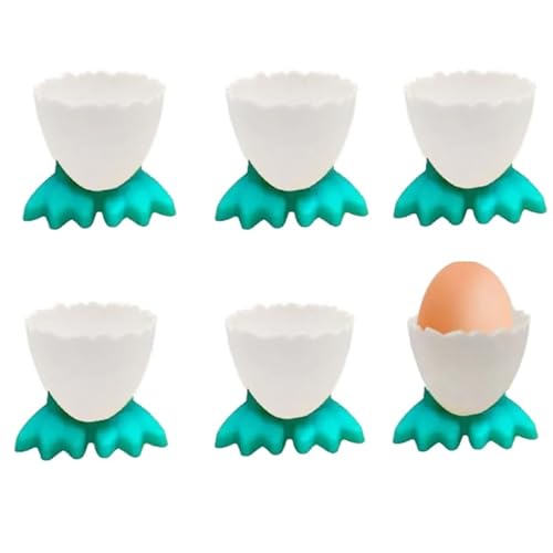 Eierbecher aus weichem Kunststoff, Cartoon-Eierhalter, lustige Entenfüße, Eierablage für Frühstück, Brunch weich gekochtes Ei (grün), 6 Stück von XinSeYuAN