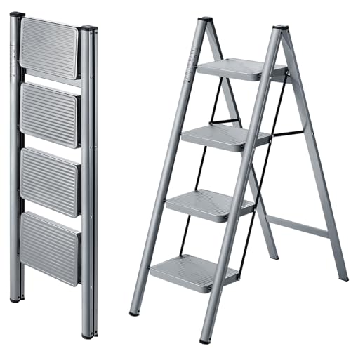 XinSunho Leiter 4 Stufen, Klappbar Trittleiter, Haushaltsleiter, rutschfeste Stehleiter, Tragbare Klappleiter für Büro & Haushalt, Leichte Leiter Belastbar bis 150kg, Grau XinSunho Leiter 4 Stufen, Klappbar Trittleiter, Haushaltsleiter, rutschfeste Stehleiter, Tragbare Klappleiter für Büro & Haushalt, Leichte Leiter Belastbar bis 150kg, Grau von XinSunho