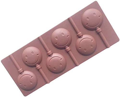 XinYiC Silikonform mit Smiley-Lutschern, für Süßigkeiten, Schokolade, Backwaren, 6 Mulden von XinYiC