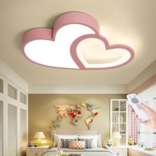 LED Baby Lampe Modern Cartoon Deckenleuchte Kreative Kinderzimmerlampe Design Acryl Lampeschirm Deckenlampe Für Kinder Zimmer Schlafzimmer Dimmbar Mit Fernbedienung Mädchen Kronleuchter,Rosa von XinZe