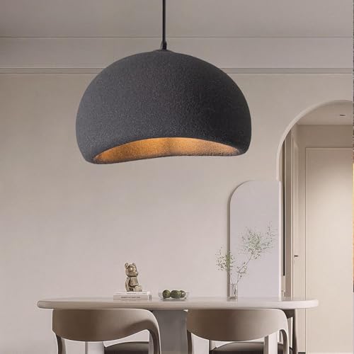 XinZe Moderne Pendelleuchte E27-Sockel Wabi-Sabi-hängeleuchte Hängelampe Im Japanischen Stil Polyethylen-Lampenschirm Kronleuchter For Esszimmer Wohnzimmer Esstisch Kücheninsel(Schwarz,20cm) von XinZe