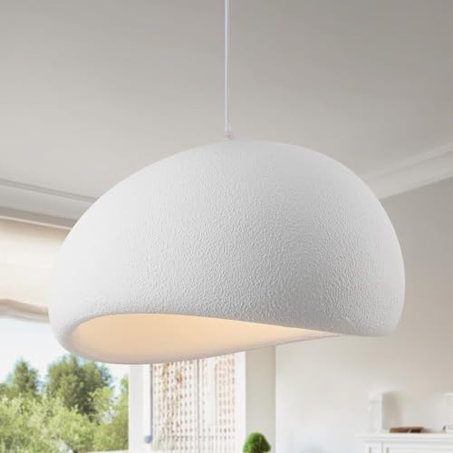 XinZe Moderne Pendelleuchte E27-Sockel Wabi-Sabi-hängeleuchte Hängelampe Im Japanischen Stil Polyethylen-Lampenschirm Kronleuchter For Esszimmer Wohnzimmer Esstisch Kücheninsel(Weiß,20cm) von XinZe