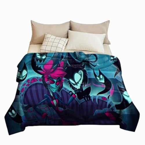 Xinchangda Anime Hazbin Hoteldecke, Charlie Morningstar/Vaggie/Alastor/Engel, Staubdecken, 3D-Druck, superweiches Mikrofleece, niedliche Flanelldecke von Xinchangda