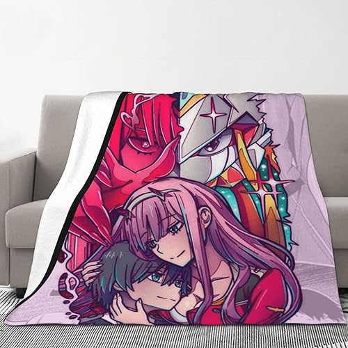 Xinchangda Darling in the Franxxx Decke, 02 Zero Two Anime, weiche, flauschige Flanell-Plüsch-Überwurfdecke, warmes Sofa, gemütliches Nickerchen von Xinchangda