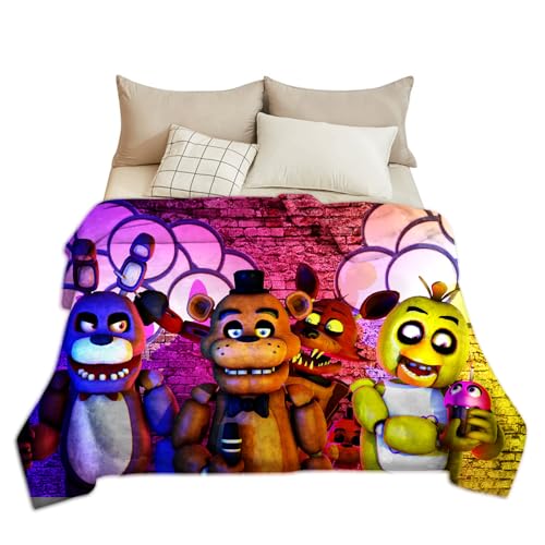 Xinchangda FNAF Decke, superweiches Micro-Fleece, Fünf Nächte, Spiel, Sicherheitsverletzungen, niedliche Flanelldecke für Bettwäsche, Sofa von Xinchangda