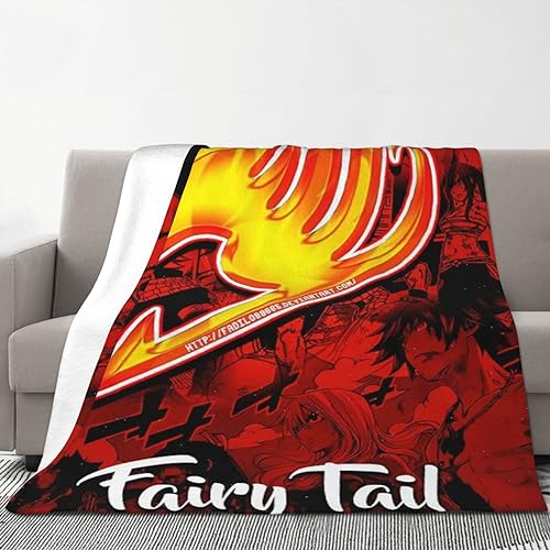 Xinchangda Fairy Tail Decke Anime Cartoon Lucy Heartfilia/Erza Scarlet 3D-Druck superweiche Micro-Fleece-Decken niedliches Flanelldecke für Sofa von Xinchangda