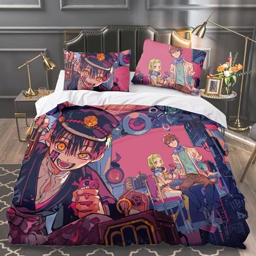 Xinchangda Hanako-Kun 3-teiliges Bettwäsche-Set, Anime-Yugi-Amane, Einzelbett, Doppelbett, King-Size-Bett, 2 Kissenbezüge und 1 Bettbezug von Xinchangda