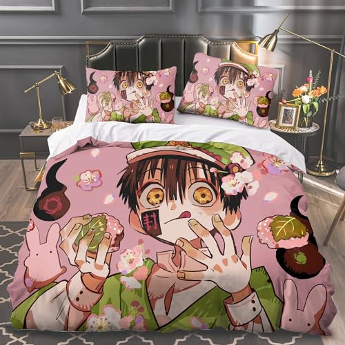 Xinchangda Hanako-Kun 3-teiliges Bettwäsche-Set, Anime-Yugi-Amane, Einzelbett, Doppelbett, King-Size-Bett, 2 Kissenbezüge und 1 Bettbezug von Xinchangda