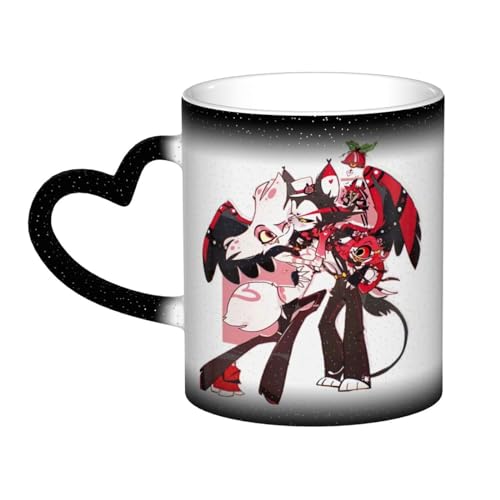 Xinchangda Xingchangda Hazbin Hotel-Tasse, Farbwechsel-Tasse, Engelstaub / Alastor, Anime-Kaffeetasse, Milchtee, Keramikbecher, Geburtstagsgeschenk für Freunde und Anime-Fans von Xinchangda