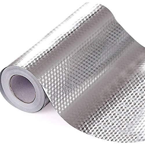 Wasserdicht ölbeständig Hitzebeständig Selbstklebende Aluminiumfolie Wandaufkleber Küche Backsplash Tapete Herd Schrank Dekor Aufkleber (3 Meter, Gitter) von Xindemei