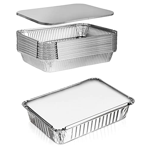 Xinfuquan Aluminium Trays with Lid Trays Grill Tray,Disposable Baking Mould, Drip Tray,1750 ml/255 x 190 x 60 mm,Large Rectangular Tray Made of Aluminium (10 Pieces) von Xinfuquan