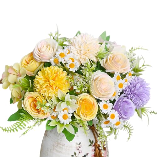 XingFuDM Künstliche Blumen 3 Bündel künstliche Blumen Seidensträuße für Hochzeit Party Tisch Toppers Blumenarrangement Home Kitchen Decor von XingFuDM