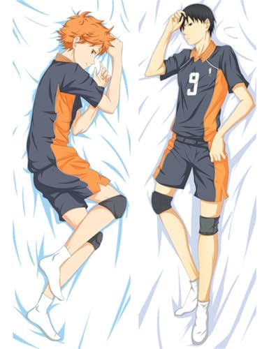 Xingbiyou Anime Seitenschläfer Kissenbezug,Haikyuu!! Cosplay Atmungsaktiver Kissenbezug Pfirsichhaut Velour mit Reißverschluss (D, 50X150cm) von Xingbiyou