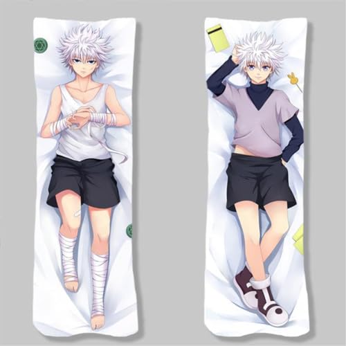 Xingbiyou Seitenschläfer Kissenbezug, Hunter×Hunter Killua Zoldyck Cosplay Atmungsaktiver Kissenbezug Pfirsichhaut Velour mit Reißverschluss (C, 150x50cm) von Xingbiyou