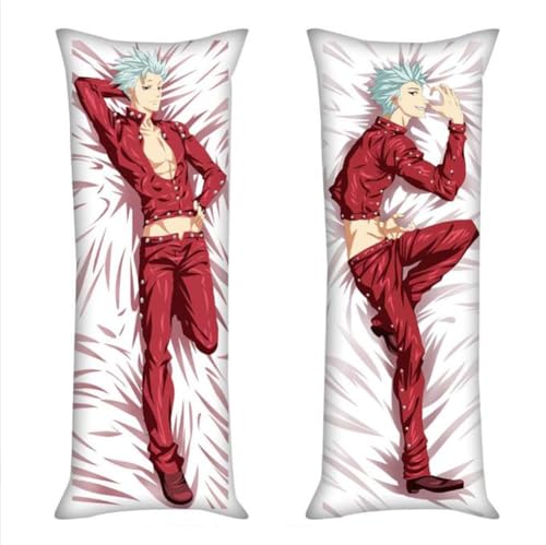 Xingbiyou Seitenschläfer Kissenbezug, The Seven Deadly Sins Cosplay Atmungsaktiver Kissenbezug Pfirsichhaut Velour mit Reißverschluss (Ban, 150x50cm) von Xingbiyou