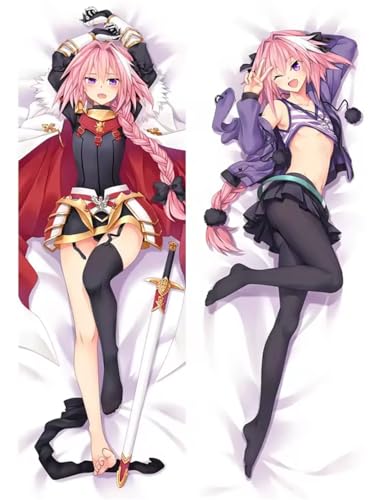 Xingbiyou Seitenschläfer Kissenbezug,Fate/Apocrypha Astolfo Cosplay Atmungsaktiver Kissenbezug Pfirsichhaut Velour mit Reißverschluss (50x150cm, A) von Xingbiyou