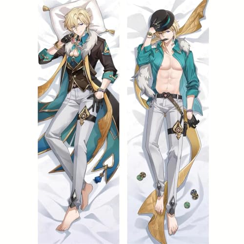 Xingbiyou Seitenschläfer Kissenbezug,Honkai: Star Rail Aventurine Cosplay Atmungsaktiver Kissenbezug Pfirsichhaut Velour mit Reißverschluss (50x150cm, A) von Xingbiyou