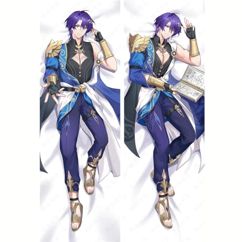 Xingbiyou Seitenschläfer Kissenbezug,Honkai: Star Rail Dr. Ratio Cosplay Atmungsaktiver Kissenbezug Pfirsichhaut Velour mit Reißverschluss (A, 50x150cm) von Xingbiyou