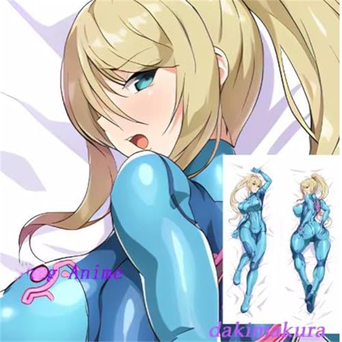 Xingbiyou Seitenschläfer Kissenbezug,Samus Aran Cosplay Atmungsaktiver Kissenbezug Pfirsichhaut Velour mit Reißverschluss (50x160cm) von Xingbiyou