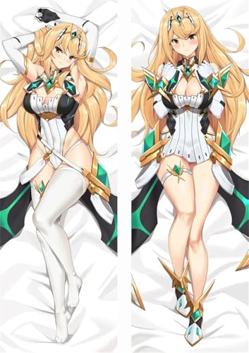 Xingbiyou Seitenschläfer Kissenbezug,Xenoblade Pyra Mythra Cosplay Atmungsaktiver Kissenbezug Pfirsichhaut Velour mit Reißverschluss (50x160cm, C) von Xingbiyou