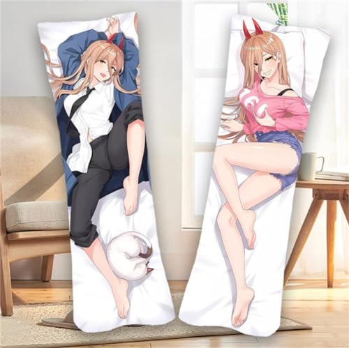 Xingbiyou Seitenschläfer Kissenbezug 150x50cm, Chainsaw Man Power Cosplay Atmungsaktiver Kissenbezug Pfirsichhaut Velour mit Reißverschluss (A) von Xingbiyou
