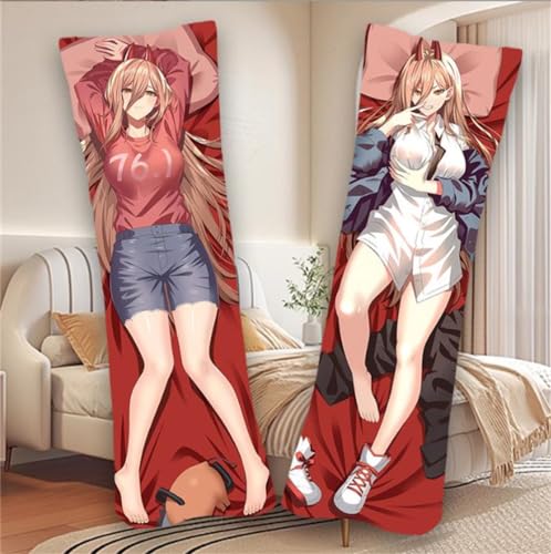 Xingbiyou Seitenschläfer Kissenbezug 150x50cm, Chainsaw Man Power Cosplay Atmungsaktiver Kissenbezug Pfirsichhaut Velour mit Reißverschluss (B) von Xingbiyou