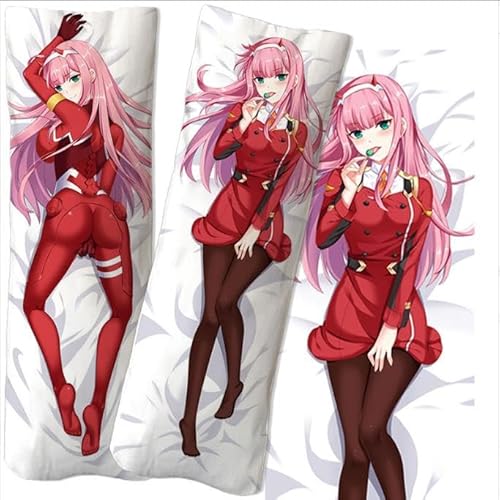 Xingbiyou Seitenschläfer Kissenbezug 150x50cm, Darling in The FRANXX Zero Two Cosplay Atmungsaktiver Kissenbezug Pfirsichhaut Velour mit Reißverschluss (C) von Xingbiyou